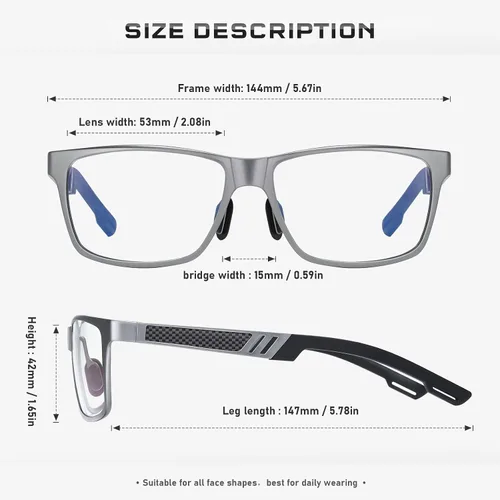 Vista 3 de Gafas de bloqueo de luz azul para hombres/mujeres, gafas de juegos para computadora, marco de metal