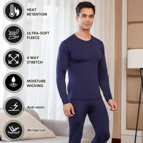 Vista 5 de CL convallaria Long Johns Thermal Underwear for Men Soft Fleece Lined Base Layer Cold Weather Top Bottom Set XS-4XL