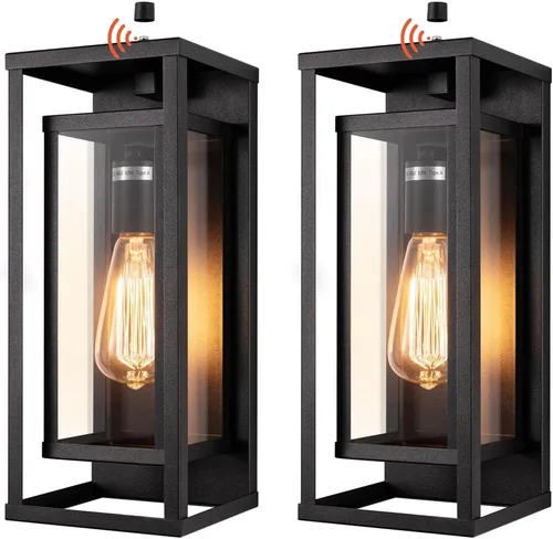 Vista 9 de mirrea Aplique de pared para exteriores de 14 pulgadas, 1 luz en negro mate, marco de metal rectangular y pantalla de vidrio transparente, luz