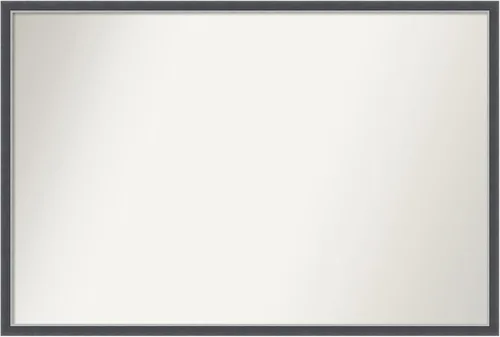 Vista 65 de Amanti Art Espejo de baño negro para sobre el fregadero, 22 x 22 pulgadas, hecho a medida, Eva negro y plateado, delgado espejo de tocador cuadrado