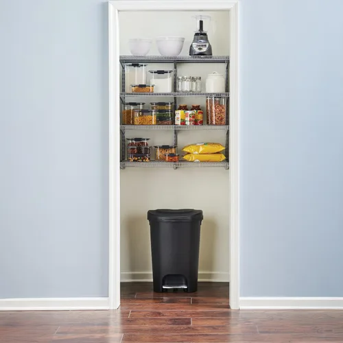 Vista 5 de Rubbermaid Sistema de estantes de organización de despensa de 36 pulgadas, montaje directo en pared, 4 estantes y kit de accesorios de montaje