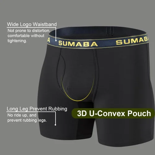 Vista 5 de Calzoncillos bóxer de viscosa de bambú que absorben la humedad para hombre, talla M, L, XL, 2XL, 3XL