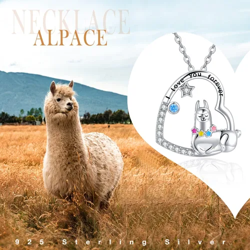 Vista 6 de TANGPOET Llama Necklace 925 Sterling Silver Alpaca Llama Pendant Jewelry Gifts for Women Girls with 18"+2" Cable Chain