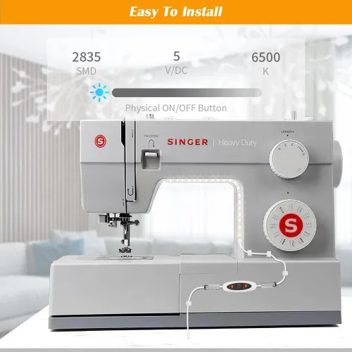 Vista 4 de Tira de luz para máquina de coser, tira de luz LED adhesiva de 11.8 pulgadas, tira de luz decorativa regulable de varios niveles, lámpara de costura