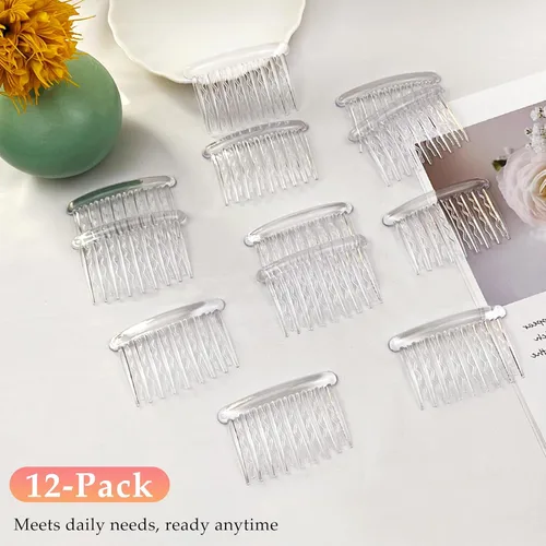 Vista 2 de 12 peines laterales de plástico transparente para el cabello, accesorios elegantes y ligeros para peine de dientes