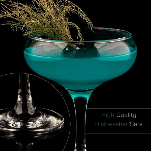 Vista 6 de Juego de 2 copas de cóctel de champán, elegantes copas de cóctel Coupe, copas de Martini, cristalería de tallo largo (2 unidades (9 oz/9.1 fl oz))
