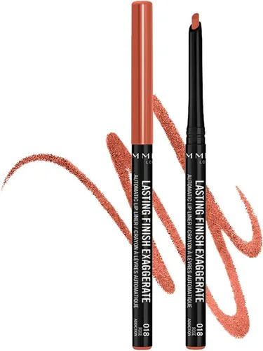 Vista 6 de Rimmel El acabado duradero Exaggerate Delineador automático de labios – Fórmula rica y suave, de larga duración – 018 Rose Addiction, 0.01 onzas