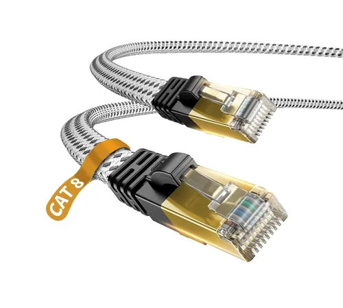 Vista 19 de Cable Ethernet Cat 7, DanYee, de nailon CAT7 de alta velocidad, profesional, chapado en oro, cables STP CAT 7 RJ45, cable Ethernet de 3 ft, 10 ft