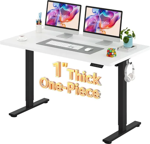 Vista 28 de SANODESK Escritorio Eléctrico de Pie de 40 x 24 pulgadas, Superficie de Una Pieza, Escritorio de Altura Ajustable con Controlador de 6 Botones Marco