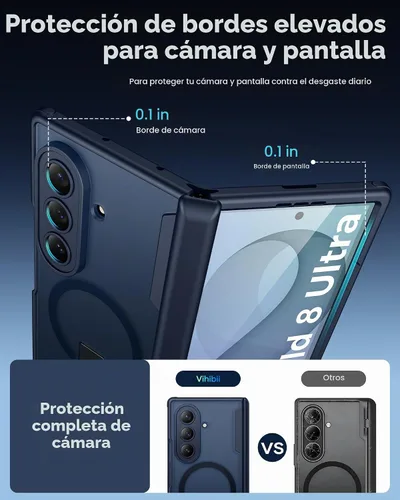 Vista 9 de Vihibii for Samsung Galaxy Z Fold 8 Ultra Case with Kickstand, 2026, Black
