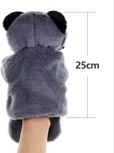 Vista 4 de Títeres de mano de peluche mapache de peluche juguetes imaginativos juego de simulación narración