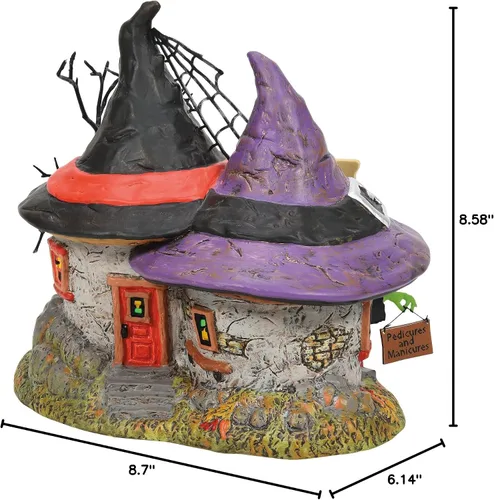 Vista 3 de Department 56 Snow Village Halloween Rachel's Witch Retreat and Spa - Edificio iluminado, 8.58 pulgadas, multicolor