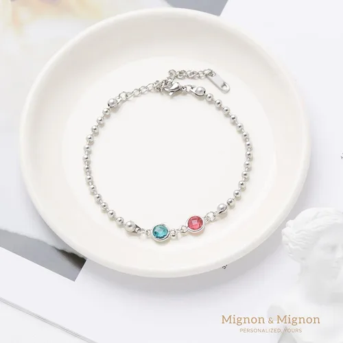 Vista 5 de MignonandMignon Pulsera de piedra natal personalizada para mujer, joyería de cadena de cuentas personalizada, cumpleaños, regalo para amigos