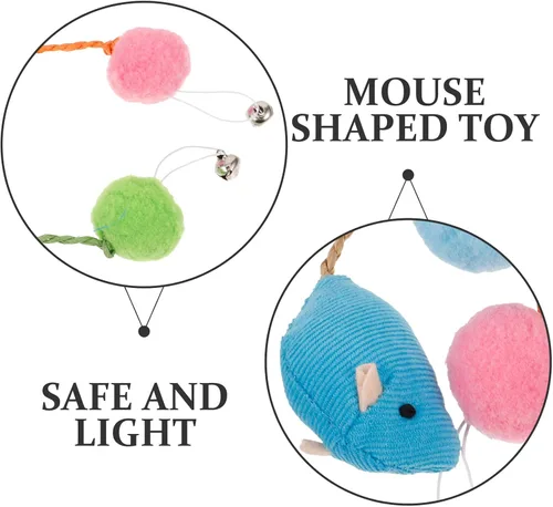 Vista 9 de 6pcs Plush Mouse Cat with Bells Interactive Teasing Plaything for Indoor Cats Kitten Chewing Exercise Replacement Scratch Treat