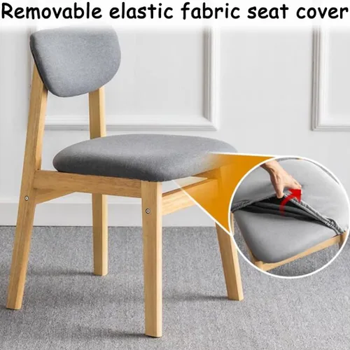 Vista 4 de YVYKFZD Dining Chairs Set, Solid Wood Kitchen Chairs, Upholstered Dining Room Chair with Curved Backrest, Living Room Chair with Removable Fabric