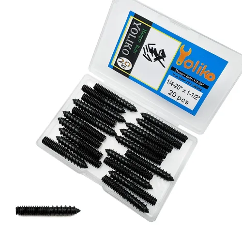 Vista 8 de Paquete de 16 pernos de suspensión de 1/4-20 x 1-1/4 pulgadas con doble cabeza y clavija de madera, para tornillos de muebles y varillas roscadas