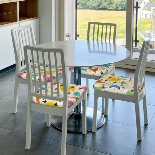 Vista 8 de Juego de 4 fundas de asiento para sillas de comedor, fundas de asiento elásticas modernas de mediados de siglo de los años 50, fundas de cojín