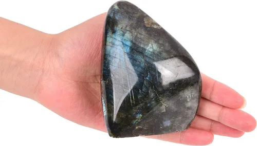 Vista 2 de AMOYSTONE Piedra decorativa única labradorita pulida losa cristal aura curación reiki decoración del hogar pequeña 0.8-1.3 libras