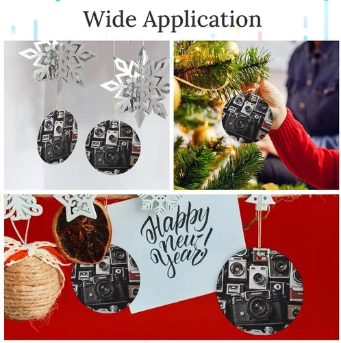 Vista 3 de Retro Cool Camera CollectionChristmas Ornaments Christmas Round Ceramic Pendant Christmas Hanging Decor for Women Men Xmas Tree Decorations Keepsake