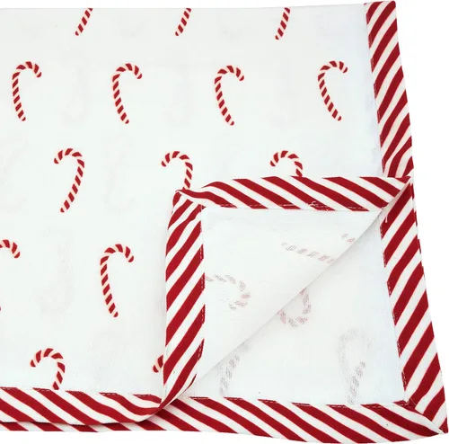 Vista 2 de SARO LIFESTYLE Peppermint Collection - Camino de mesa con estampado de bastones de caramelo, 16 x 54 pulgadas, rojo