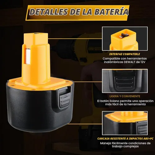 Vista 3 de VANTTECH Batería de repuesto Ni-MH de 9.6 V 4.8 Ah para Dewalt DW9062 DW9061 DE9036 DE9061 DE9062 DW926 DW955K DW902 DW050 herramientas eléctricas