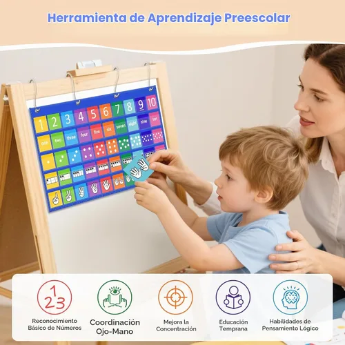 Vista 5 de Tabla de bolsillo de ruta de números con 50 tarjetas (1-10), centro de aprendizaje de tiempo circular para contar, subitizar y operaciones, la tabla