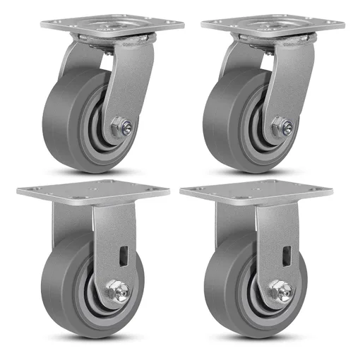 Vista 45 de Ruedas giratorias resistentes de 4 pulgadas, rueda de goma industrial, ruedas giratorias con freno, paquete de 1 con capacidad de hasta 600 libras