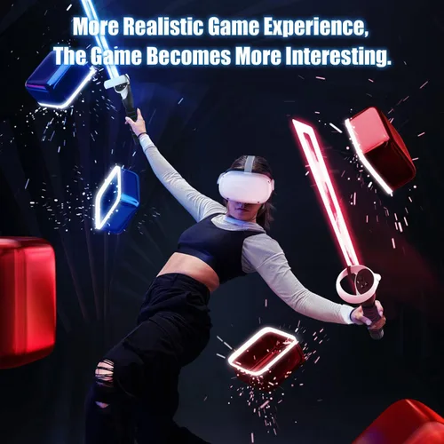 Vista 6 de UPOK Dual Handles Extension Grips for Oculus Quest 2 Quest or Rift S Controllers Playing Beat Saber Games Sturdy Comfortable to Grip Controller
