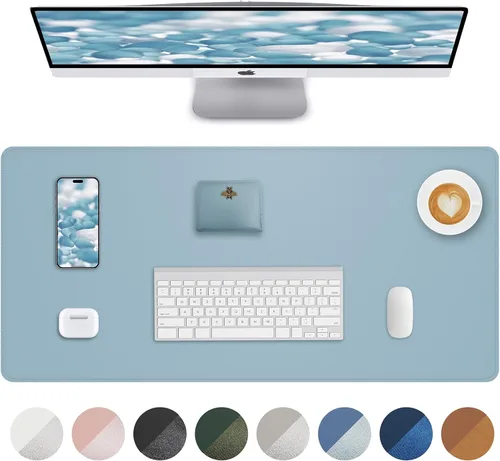 Vista 55 de Tapete protector para escritorio y mouse, antideslizante, de piel sintética, tapete impermeable de escritura para laptop, para oficina y hogar