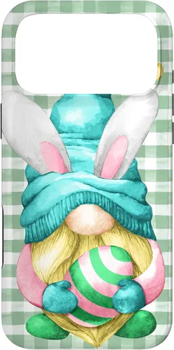 Vista 22 de iPhone 15 Pro Max Lindo gnomo de Pascua para caza de huevos en primavera Buffalo Plaid Case