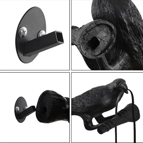Vista 4 de Lámpara de mesa EPPARA Cuervo, lámpara gótica de cuervo, luz de mesa ajustable para pájaros, lámpara de aplique para pared para dormitorio sala
