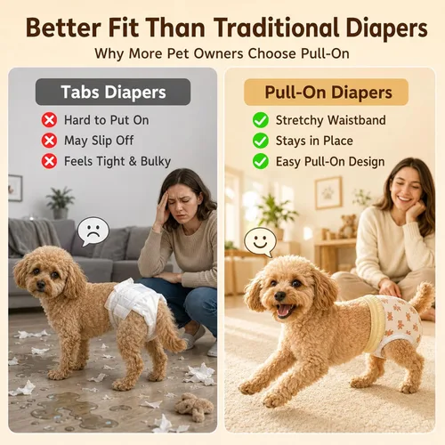 Vista 4 de Ambreview Pañales para Perras Hembras, Pañales Desechables para Perras Hembras con Cintura Elástica, Pañales Tipo Pull-Up para Cachorros