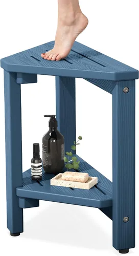 Vista 13 de SERWALL Reposapiés de ducha de 15 pulgadas para afeitarse piernas, taburete de ducha esquinero impermeable para ducha interior, banco de ducha