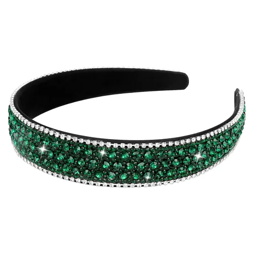 Vista 13 de Wecoe Diadema con diamantes de imitación para mujeres y niñas, azul, diadema de moda, antideslizante, brillante, cristal, diamante, banda fina