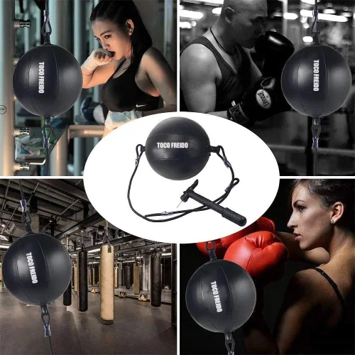 Vista 3 de TOCO FREIDO Bola de boxeo de doble extremo, bolsa de velocidad con niveles de dificultad Pelota refleja de boxeo con diadema, perfecta