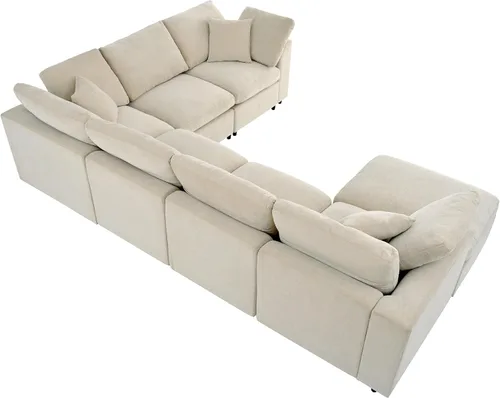 Vista 9 de LUMISOL Sofá modular extragrande de 120.8 pulgadas, 7 plazas, color beige