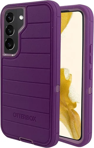 Vista 2 de OtterBox - Defender Series Pro - Carcasa rígida para Samsung Galaxy S22 (no modelos S22 Plus o Ultra) (morado feliz)