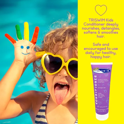 Vista 5 de TRISWIM Acondicionador perfumado para niños, cuidado del cabello después del nadador, eliminación de cloro, desenreda, caspa y alivio del cuero