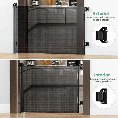 Vista 7 de HAMOPY - Puertas retráctiles para bebé, 33 pulgadas de alto, puerta de bebé extra ancha de hasta 71 pulgadas, puerta de malla autoblocante duradera