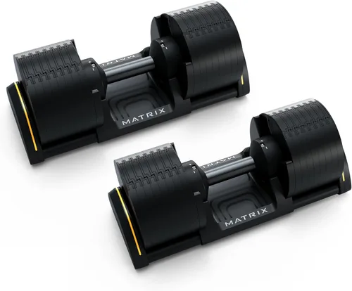 Vista 3 de Matrix Fitness DB80 - Mancuernas ajustables de 80 libras Ajustes rápidos para entrenamiento de fuerza y HIIT Reemplaza 16 pares de mancuernas