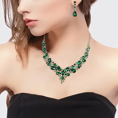Vista 2 de BriLove - Juego de joyas de boda para mujer con cristales austriacos