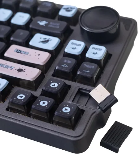 Vista 2 de GK GAMAKAY Teclado mecánico LK75 con junta al 75% con pantalla inteligente TFT 2 en 1 y perilla, Bluetooth 5.02.4GHzUSB-C con cable MDA Perfil