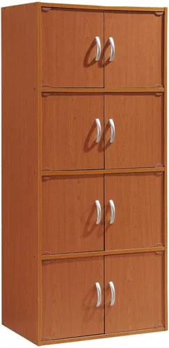 Vista 8 de Hodedah Estantería de 4 estantes y 8 puertas, haya