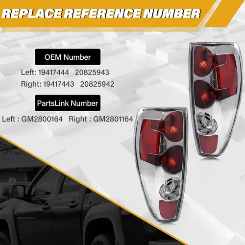 Vista 8 de Conjunto de luces traseras en par compatible con Chevrolet Colorado/GMC Canyon 2004-2012, repuesto de lámpara trasera de freno halógeno estilo OE