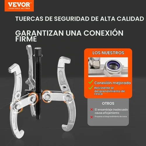 Vista 2 de VEVOR Juego de Extractor de Engranajes, Kit de Extractor de 3 Pulgadas, 4 Pulgadas, 6 Pulgadas, 8 Pulgadas, Herramienta de Extracción de Polea