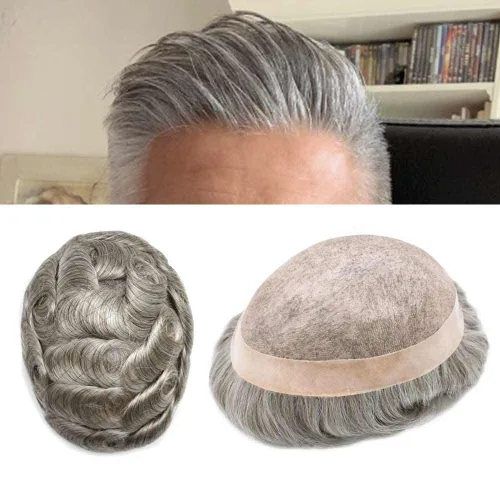 Vista 91 de LOVIN - Sistema de cabello humano para hombres, postizo fino de encaje mono para hombre, prótesis masculina de piel de polietileno alrededor