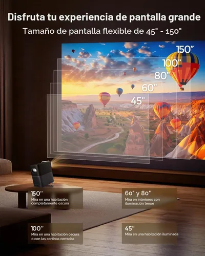 Vista 8 de TCL Proyector inteligente A1s compatible con 4K, compatible con Google TV y Netflix, WIFI y Bluetooth, enfoque automático Keystone, Native 1080p