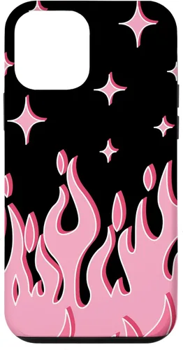 Vista 16 de Lindo patrón de llama rosa Grafitti Flames Pastel Goth Case para iPhone 17