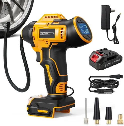 Vista 9 de Inflador de neumáticos compatible con batería MILWAUKEE de 18 V máximo, compresor de aire inalámbrico de 160 PSI con medidor de presión digital LCD
