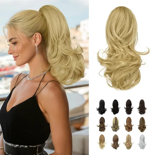 Vista 23 de SOFEIYAN Extensión de Cola de Caballo de 13" Larga y Rizada con Clip en Garra, Extensión de Cabello Sintético de Aspecto Natural para Mujeres